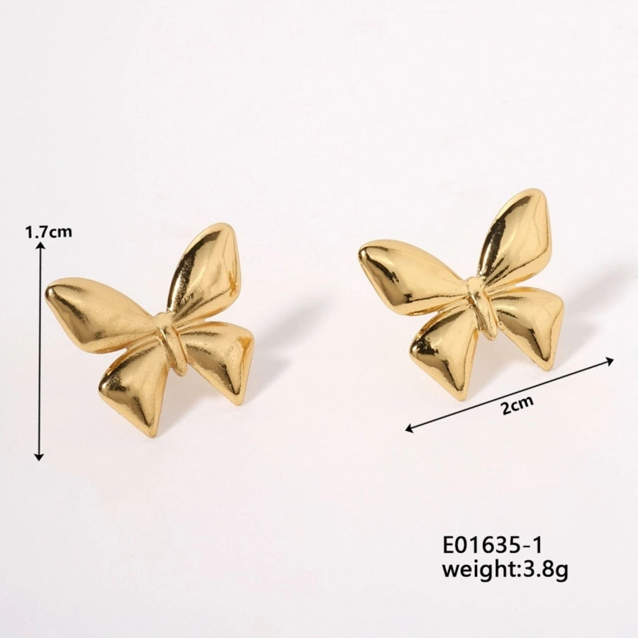 Butterfly Bow Knot Earrings [304 Stainless Steel,18K Gold Plated]