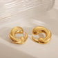 C Shape Tornado Earrings [304 Stainless Steel,18K Gold Plated]