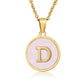 Round Letter Necklace [304 Stainless Steel,18K Gold Plated]