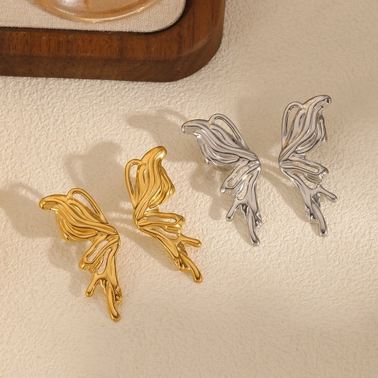 Butterfly Earrings [304 Stainless Steel,18K Gold Plated]