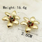 Mix Flower Earrings [304 Stainless Steel,14K Gold Plated]