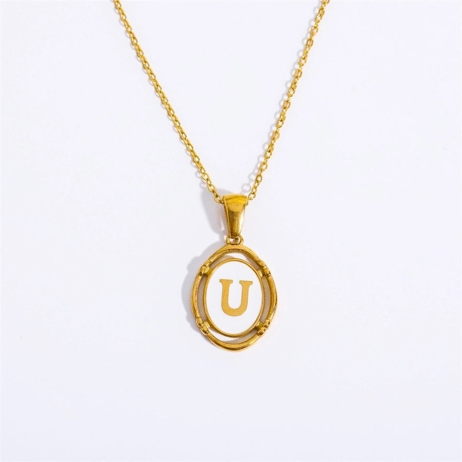 Letter Necklace [201,304 Stainless Steel,18K Gold Plated]