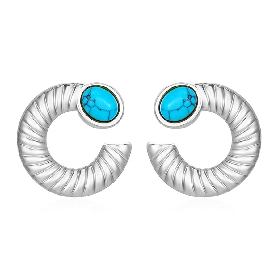 Turquoise Earrings [304 Stainless Steel, 18K Gold Plated]