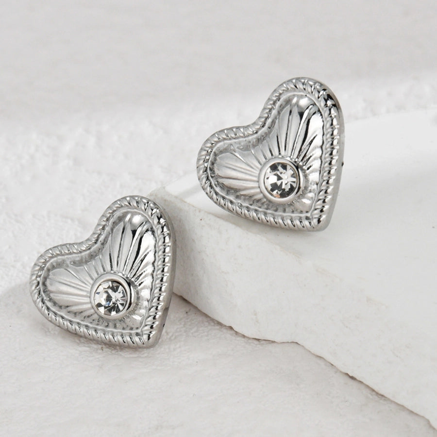 Mix Heart Zircon Designs Earrings [304 Stainless Steel,18K Gold Plated]