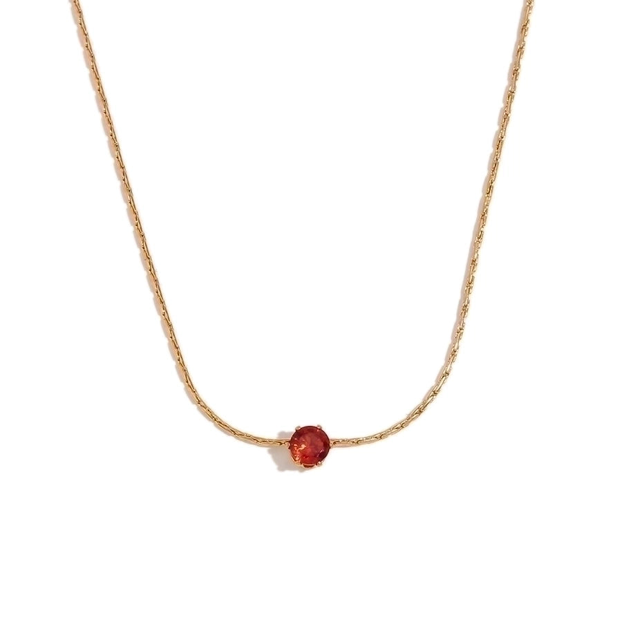 Round Zircon Necklace [304 Stainless Steel,18K Gold Plated]