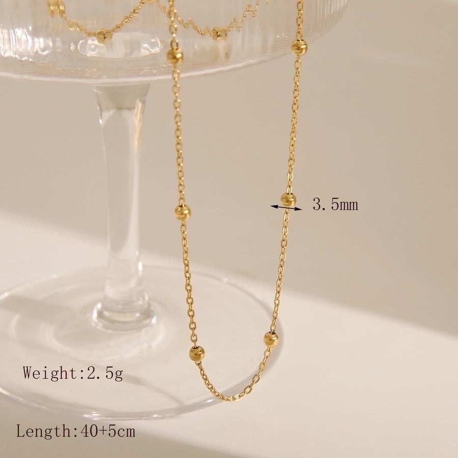 Small Beads Gold Necklace [304 Stainless Steel,18K Gold Plated]