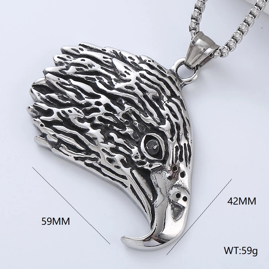 Vintage Style Punk Streetwear Moon Eagle Necklace Pendant [304 Stainless Steel]