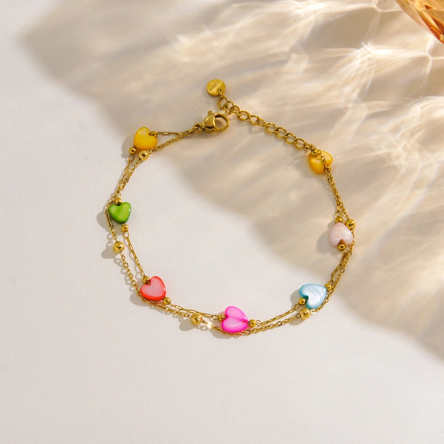 Tropical Pentagram/Heart Shape Freshwater Pearl Shell  Bracelets [Stainless Steel, 18K Gold Plated]