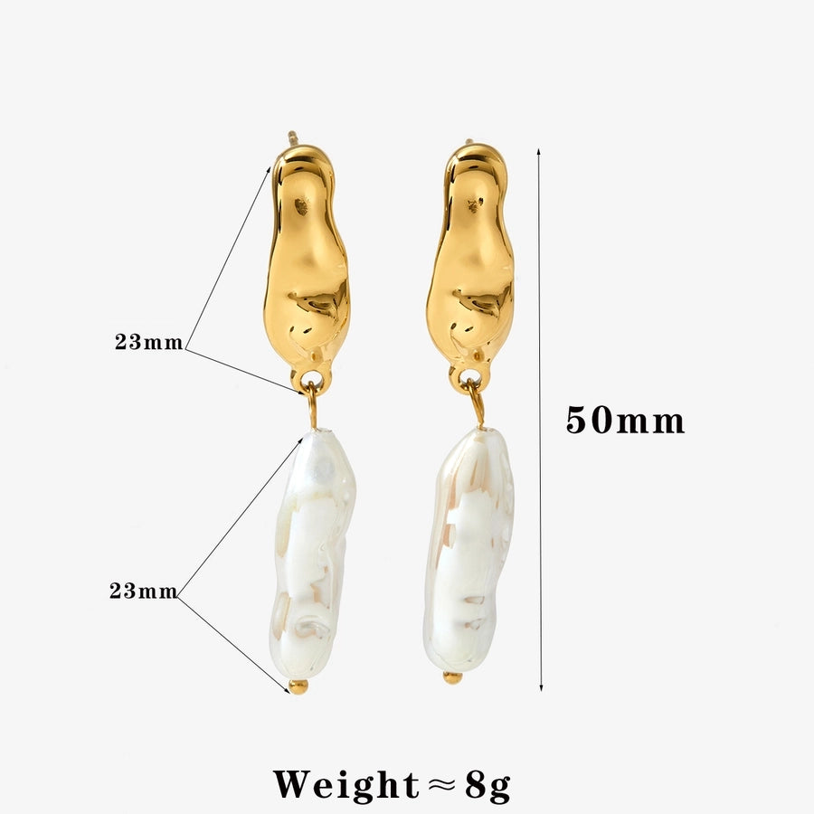 Boucles d'oreilles en perles d'imitation [304 en acier inoxydable, plaqué d'or 16k]