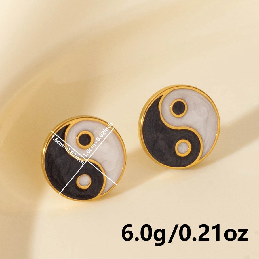 Ying Yang Stud Earrings [304 Stainless Steel]