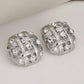 Luxurious Square Grid Rhinestone Earrings [304 Stainless Steel,18K Gold Plated]