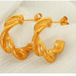 C Shape Twist Earrings [304 Stainless Steel,18K Gold Plated]