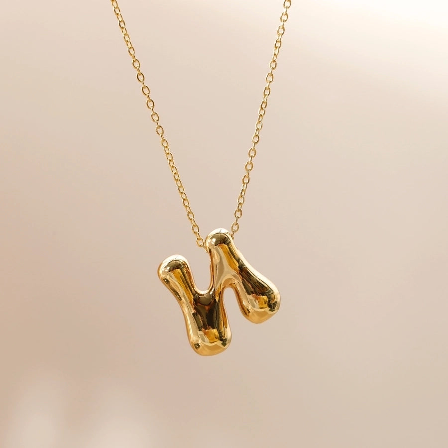 Letter Chain Pendant Necklace [304 Stainless Steel,18K Gold Plated]