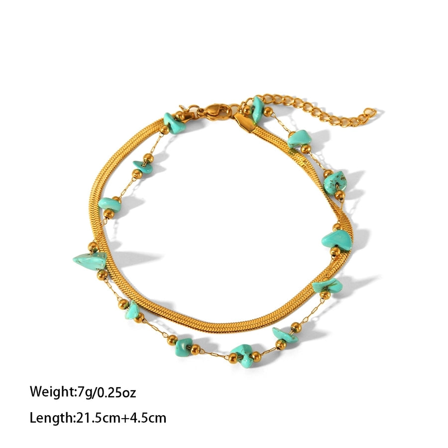 Turquoise Stones Anklet [304 Stainless Steel]