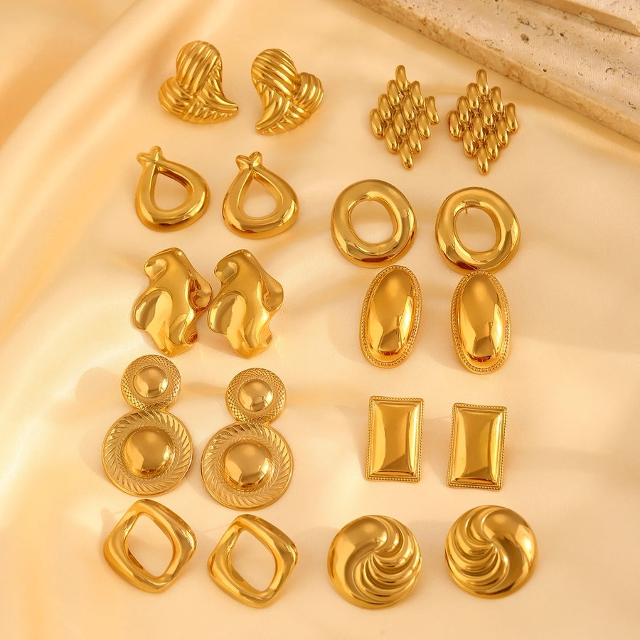 Mix Designs Earrings [304 Stainless Steel, 18K Gold Plated]