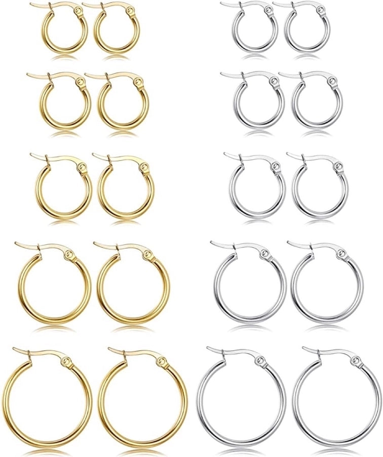 Hoop Earrings [201 Stainless Steel,18K Gold Plated]