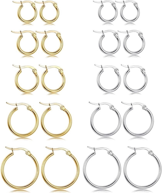 Hoop Earrings [201 Stainless Steel,18K Gold Plated]