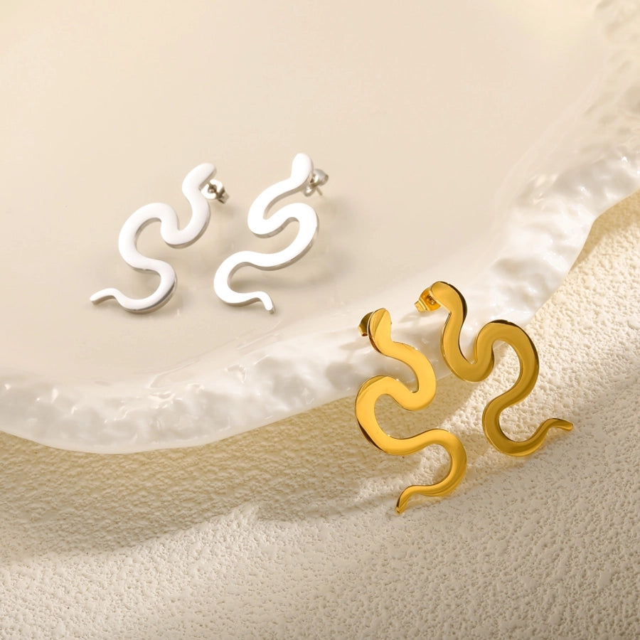 Boucles d'oreilles de serpent plat [304 en acier inoxydable, 18 carats plaqués en or]