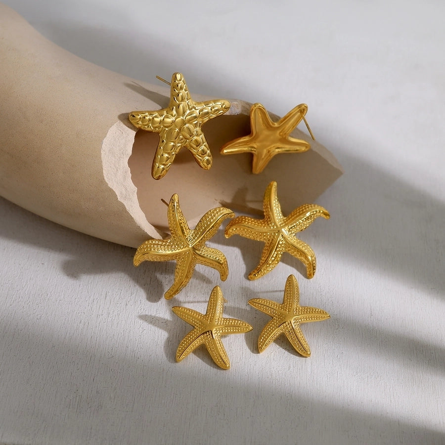 Starfish Earrings [304 Stainless Steel,18K Gold Plated]