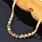 Colourful Zircon Bracelet/Necklace [304 Stainless Steel,18K Gold Plated]