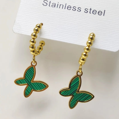 Butterfly Drop Earrings [304 Stainless Steel,18K Gold Plated]