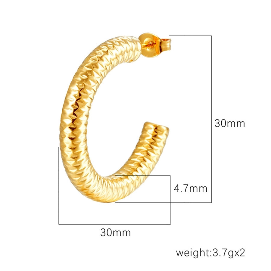C Pendientes de aro geométrico de forma C [304 acero inoxidable]
