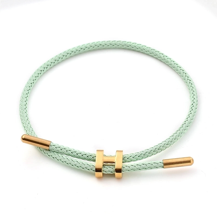 H Letter Wire Rope  Bracelets [304 Stainless Steel, 18K Gold Plated]