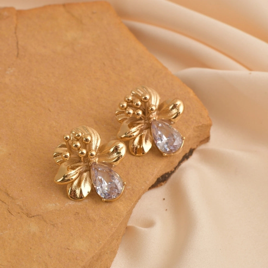 Elegant Simple Style Flower 304 Stainless Steel Drop Earrings