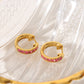 Round Rhinestones Hoop Earrings[304 Stainless Steel,14K Gold Plated]