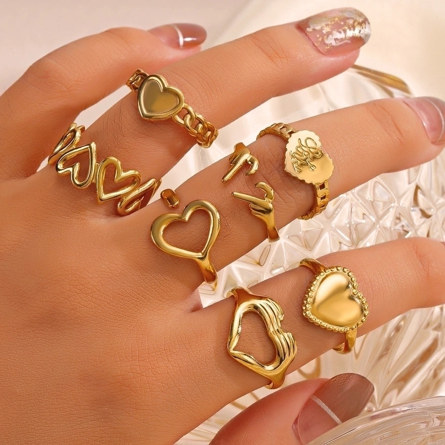 Heart Shape Open Ring [304 Stainless Steel 18K Gold Plated]