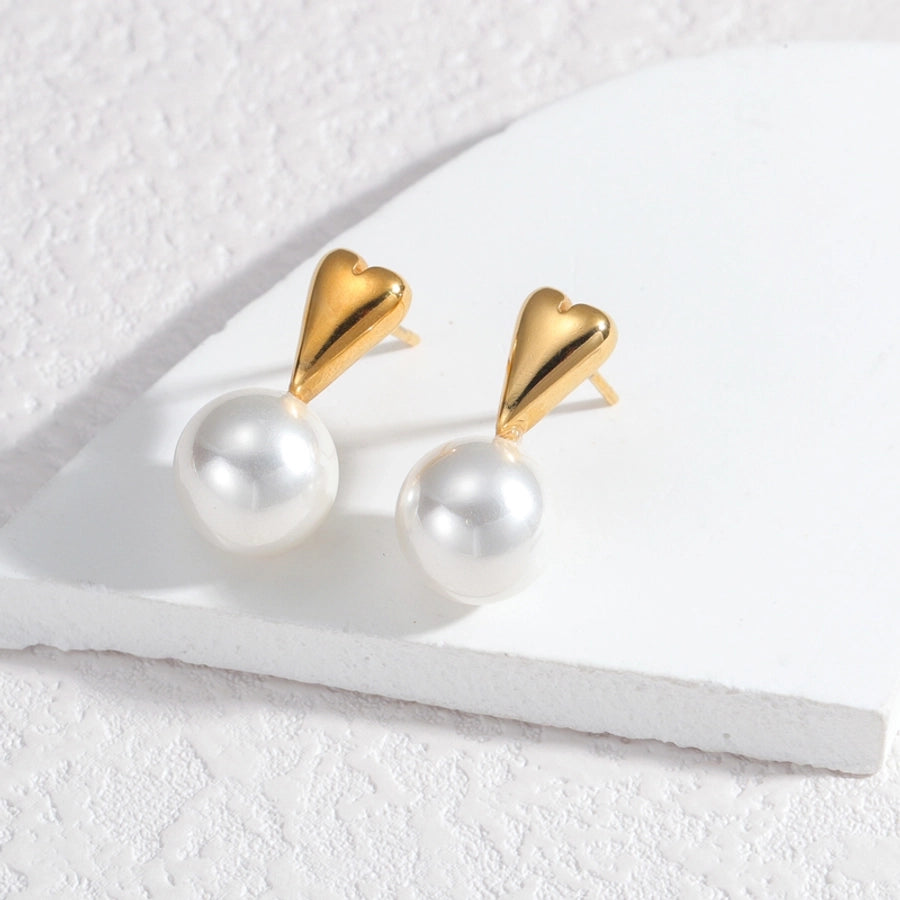 Mix Pearl Ear Studs [304 Stainless Steel,18K Gold Plated]