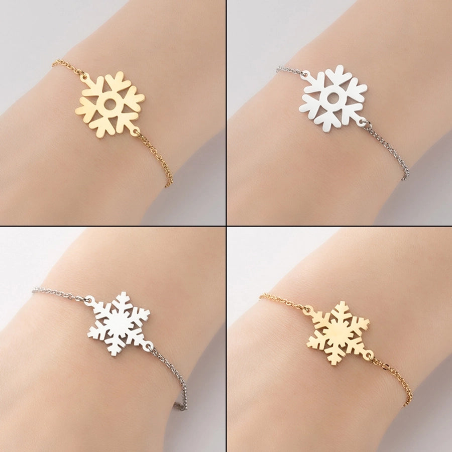 Braccialetti di fiocchi di neve [201 acciaio inossidabile, oro 18K placcato]