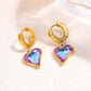 Purple Stone Butterfly Heart Flower Earrings [304 Stainless Steel]