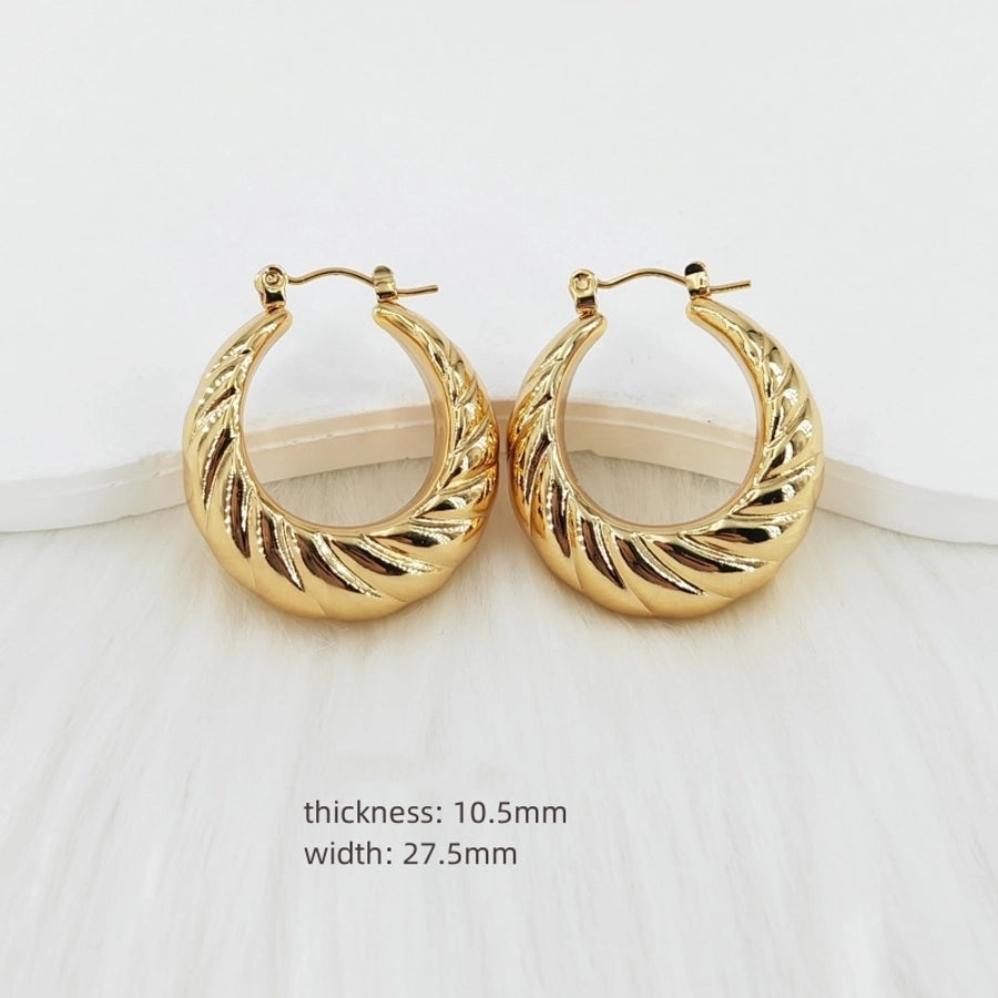 Vintage Style U Shape Earrings [304 Stainless Steel, 18K, 24K Gold Plated]