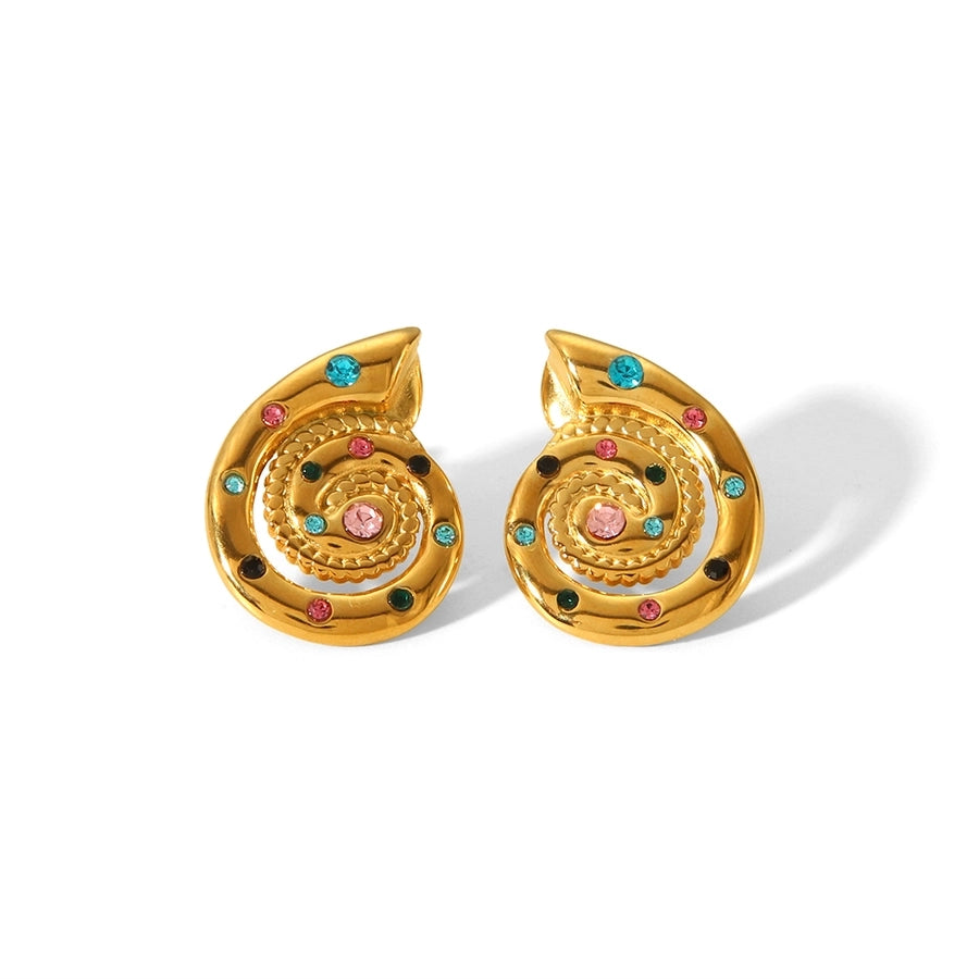 Boucles d'oreilles en coquille de conque [304 en acier inoxydable, 18 carats en or]