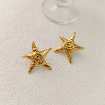 Seesternohrringe [304 Edelstahl, 18K Gold plattiert]