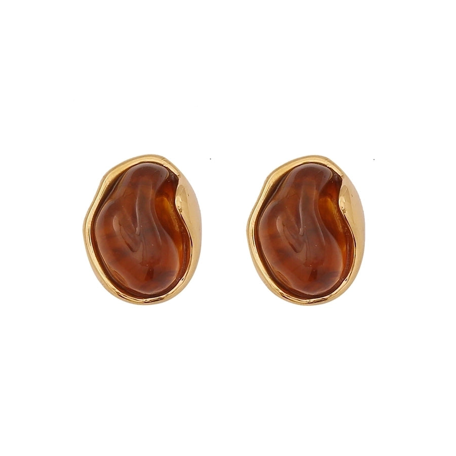 Brown amber Drop Earrings [304 Stainless Steel,18K Gold Plated]