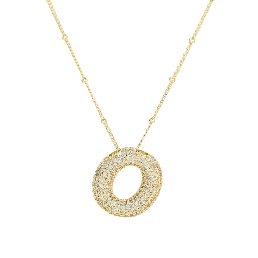 Gold Rhinestones Letter Necklace [304 Stainless Steel]