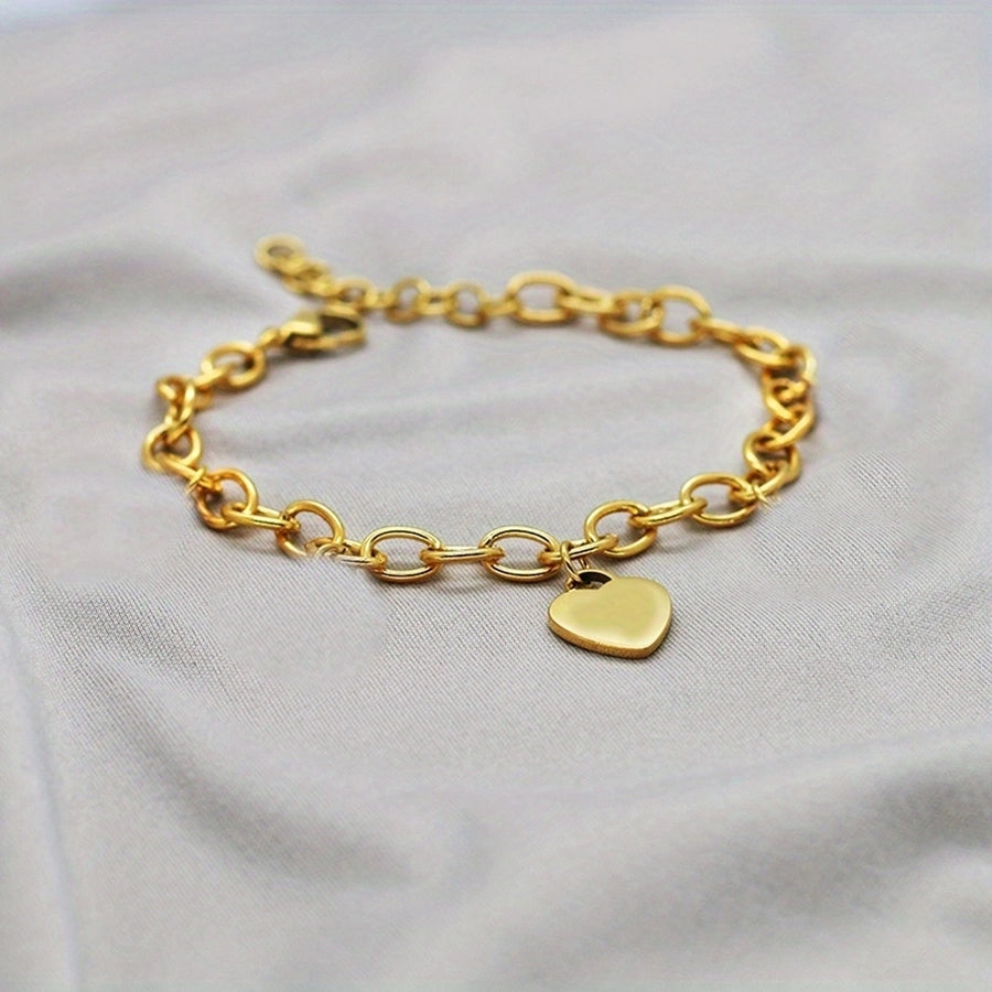 Multiple Hearts Chain Bracelet [Stainless Steel,18K Gold Plated]