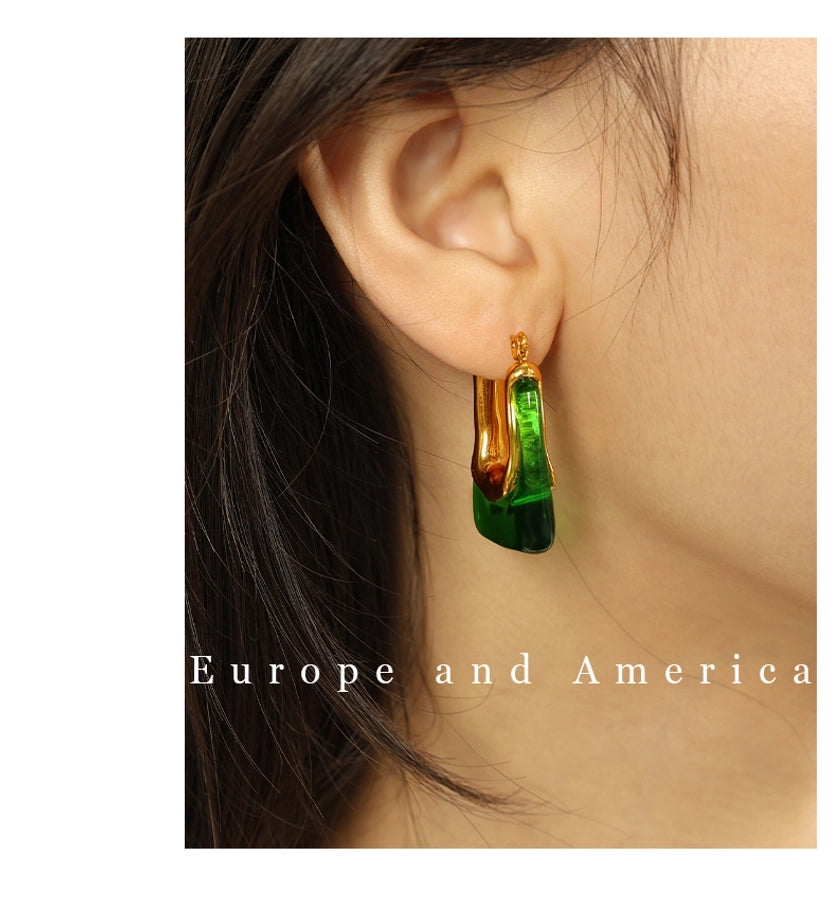 Vintage Resin Earrings [304 Stainless Steel,18K Gold Plated]