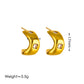 C Shape Zircon Earrings [304 Stainless Steel,18K Gold Plated]