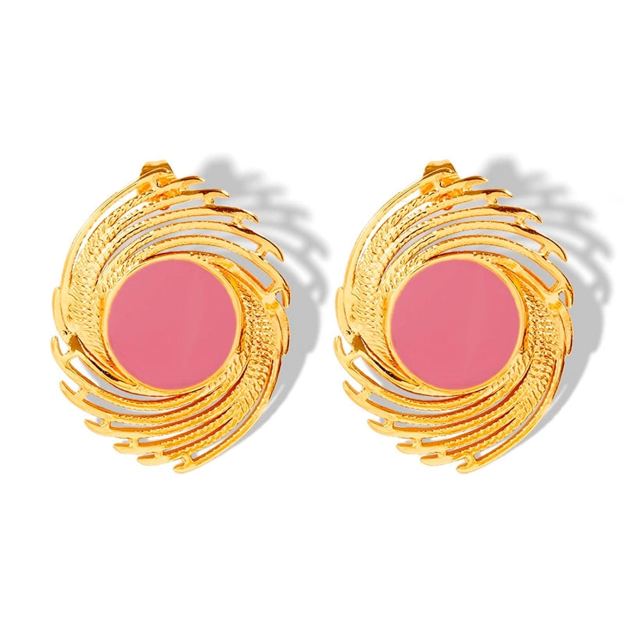 Colored Enamel Earrings [304 Stainless Steel,18K Gold Plated]