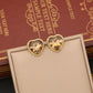 Heart Shape Inlay Gem 18K Earrings [304 Stainless Steel,18K Gold Plated]