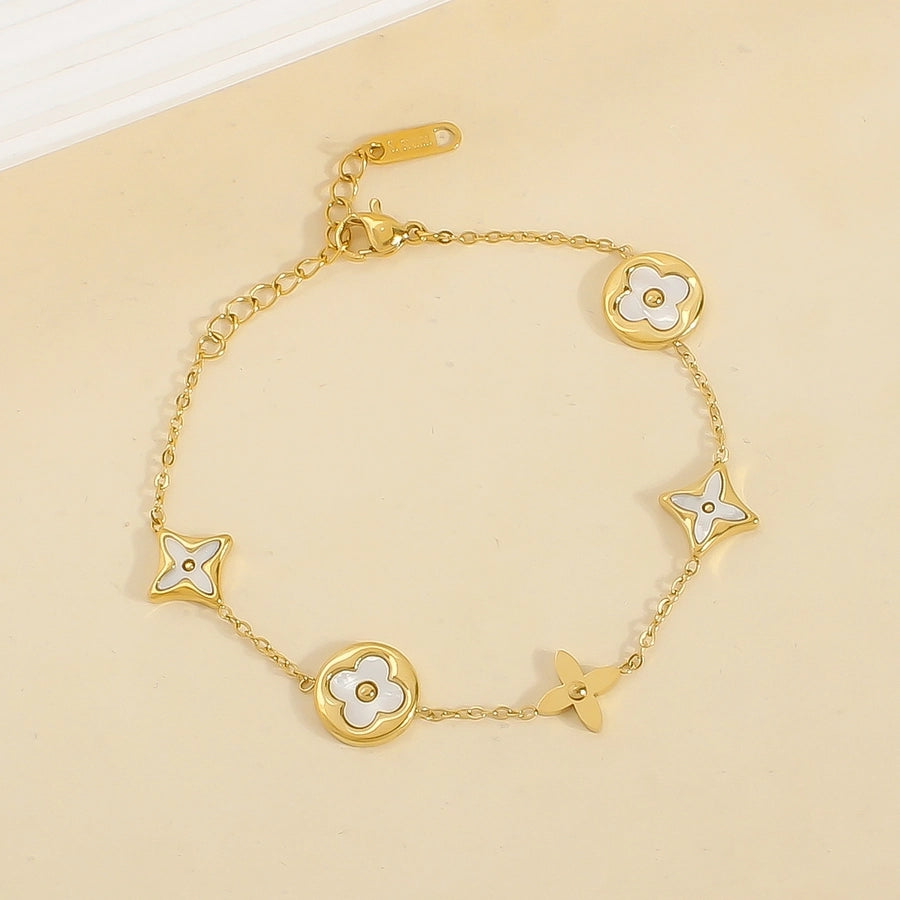 Clover Shell Bracelet [304 Stainless Steel, 18K Gold Plated]