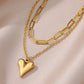 Double Chain Heart Shape Necklace [304 Stainless Steel]