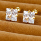 Golden Four-Claw Square Synthetic Zircon Stud Earrings [316 Stainless Steel]