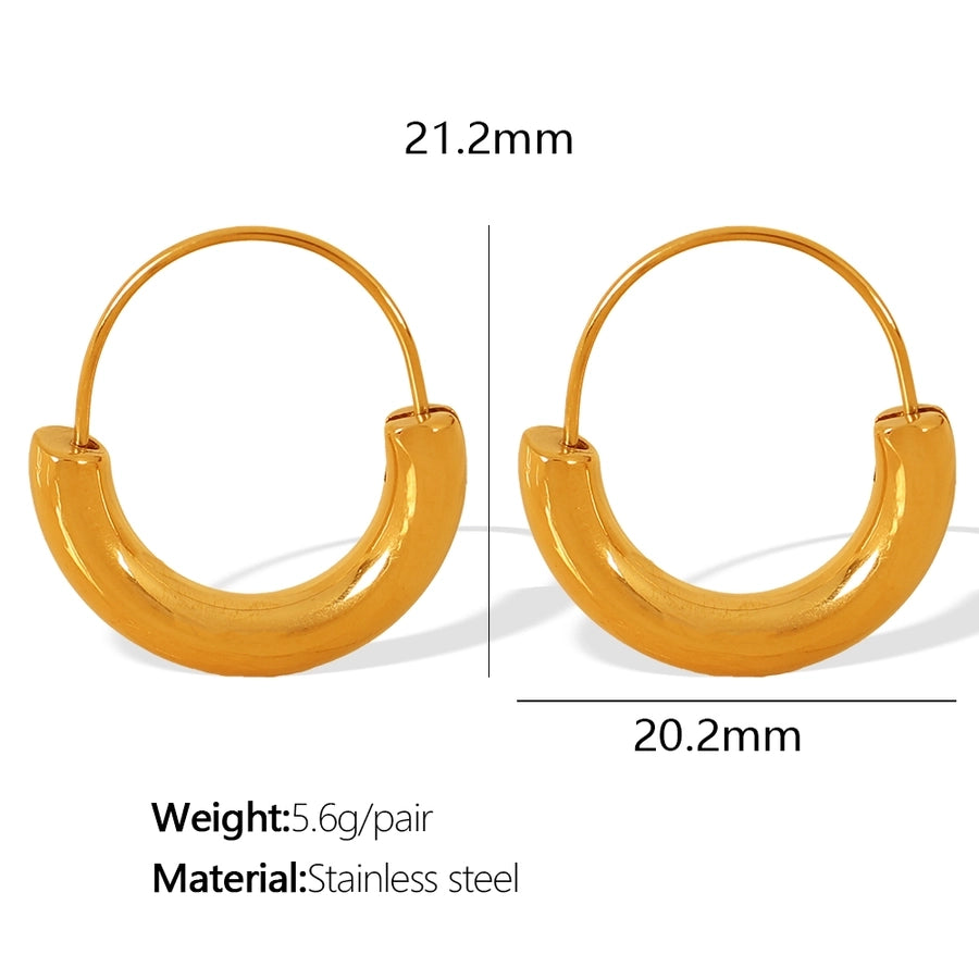 Semicircle Hoop Earrings [304 Stainless Steel,18K Gold Plated]