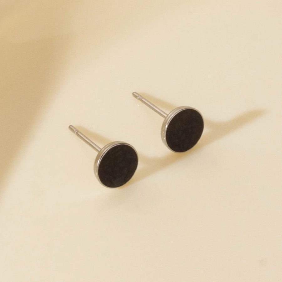 Round Black White Earrings [304 Stainless Steel]