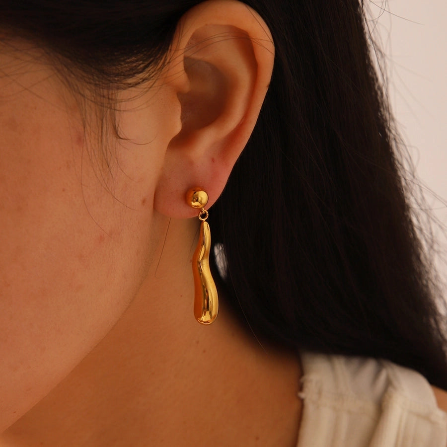 Japanese  Irregular Polishing Earrings [304 Stainless Steel,18K Gold Plated]