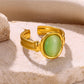 Estilo vintage Oval Opal Inclay Open Ring [304 Aço inoxidável]